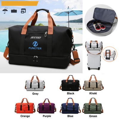 Travel Duffel Bag Oxford Tote Bag Sport Gym Bag Swimming Bag with Shoe Pouch&Wet Pocket
