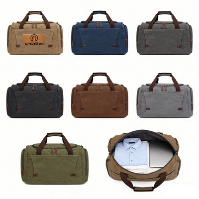 Vintage Canvas Travel Duffel Bag – Weekender Overnight Bag